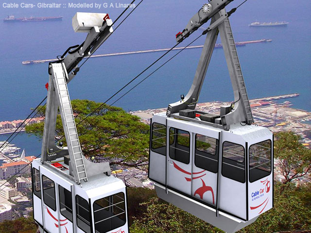 Cable Car Gibraltar 3d Model